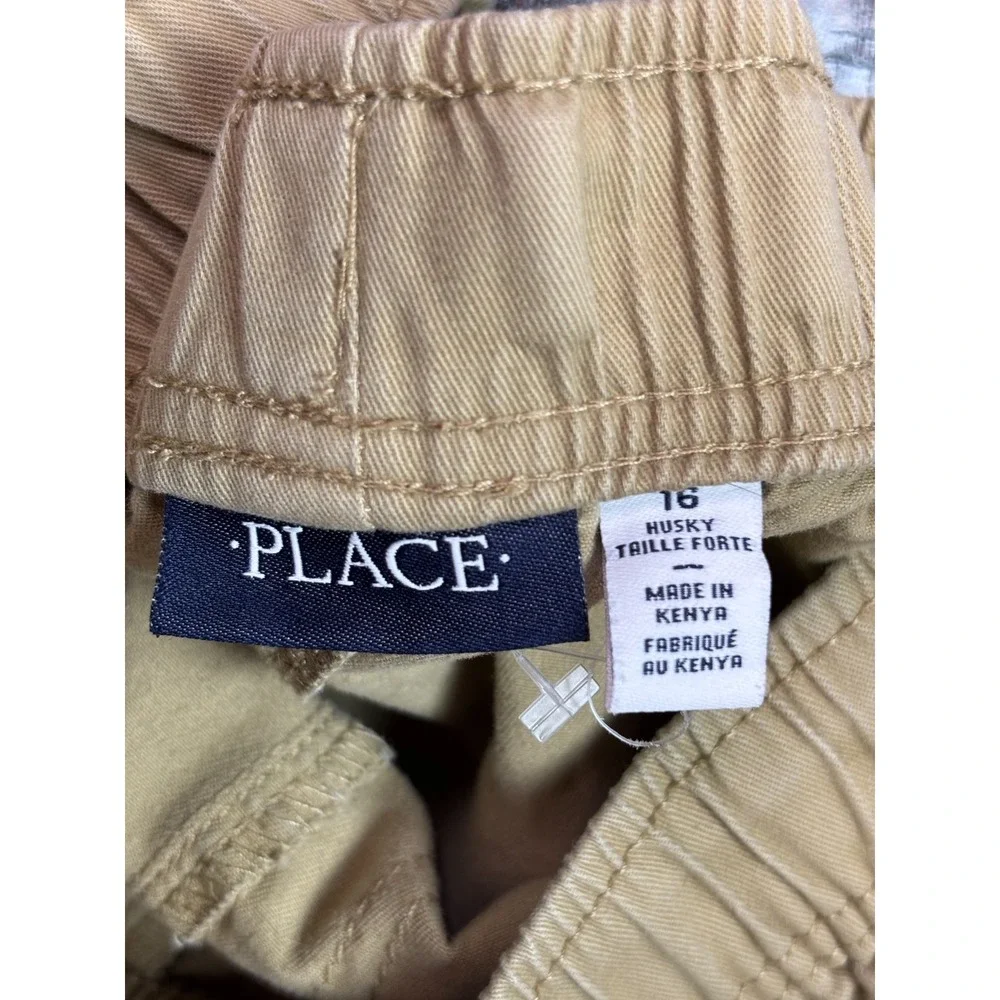 The Childrens Place Boys Cargo Pants Khaki Beige Cotton Size 16 Husky